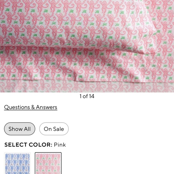 Pottery Barn Teen Other - Pottery Barn Teen x Roller Rabbit Monkey Print Queen Sheet Set